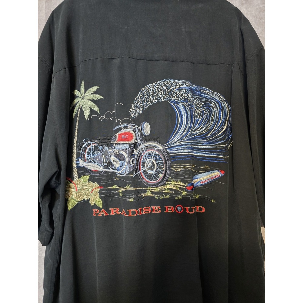 Bamboo Cay Button Uphawaiian Style Surfing Motorcycle Shirt Sz Xl Paradise Bound View 6